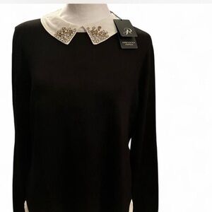 SALE🛍️Adrianna Papell Black and White Blouse duo with Embellished Collar. Y2K!